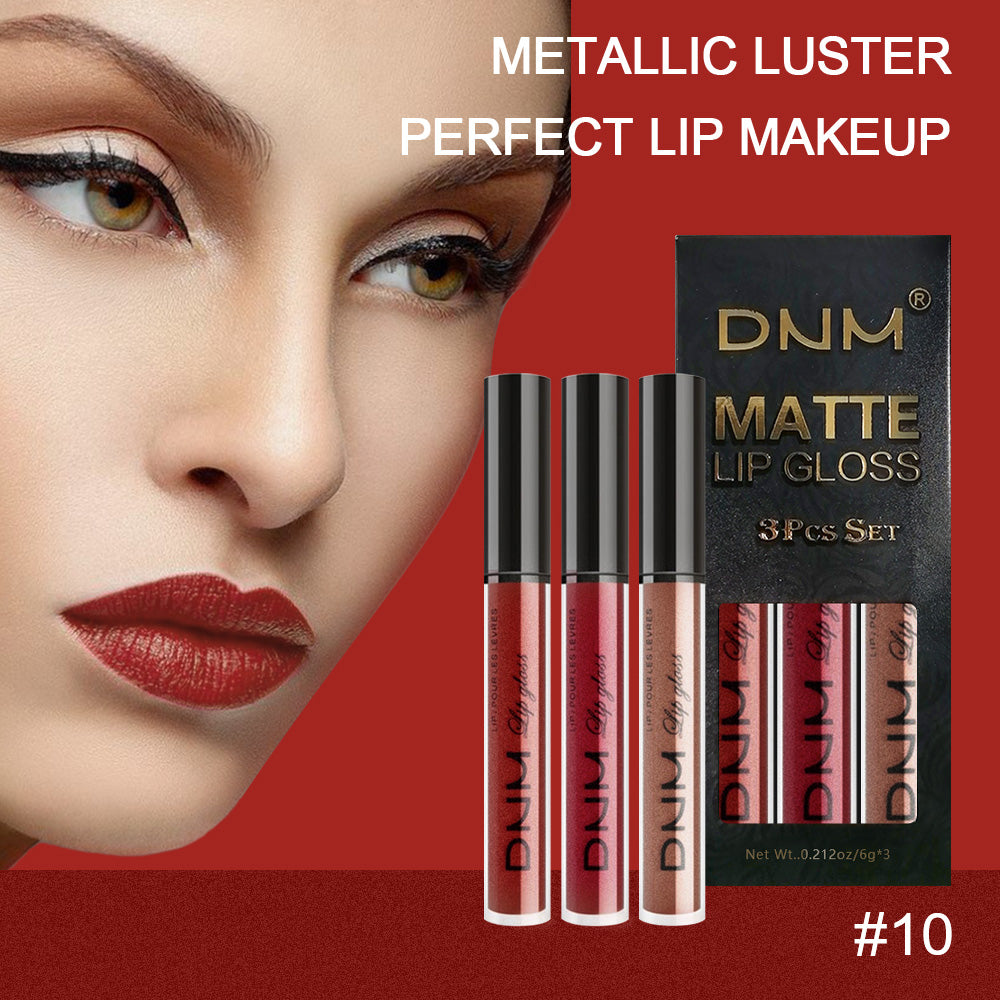 3Pcs Metallic liquid lipstick Set,Pearl Metal Glitter Shimmer Shinning Red Matte Lipstick Lip Stain Long Lasting 24 Waterproof Lip Gloss Gift Set,Lipstick Sets for Women Lippies Makeup Lipgloss Kit04