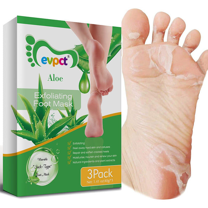 evpct Exfoliating Foot Peel Mask 3 Pack,Exfoliator Peel Off Calluses Dead Skin Callus Remover,Baby Soft Smooth Touch Feet-Men Women (Aloe-3Pack)