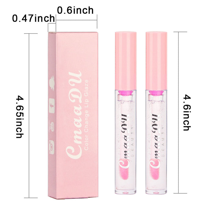 2 Pcs Color Changing Lipstick, Mood Lipgloss Moisturizer Lip Oil, , High-Shine Magic Temperature Color Change Lip Stain, Longlasting Lips Will Not Dry Out ,Turned a Beautiful Pink and Glossy