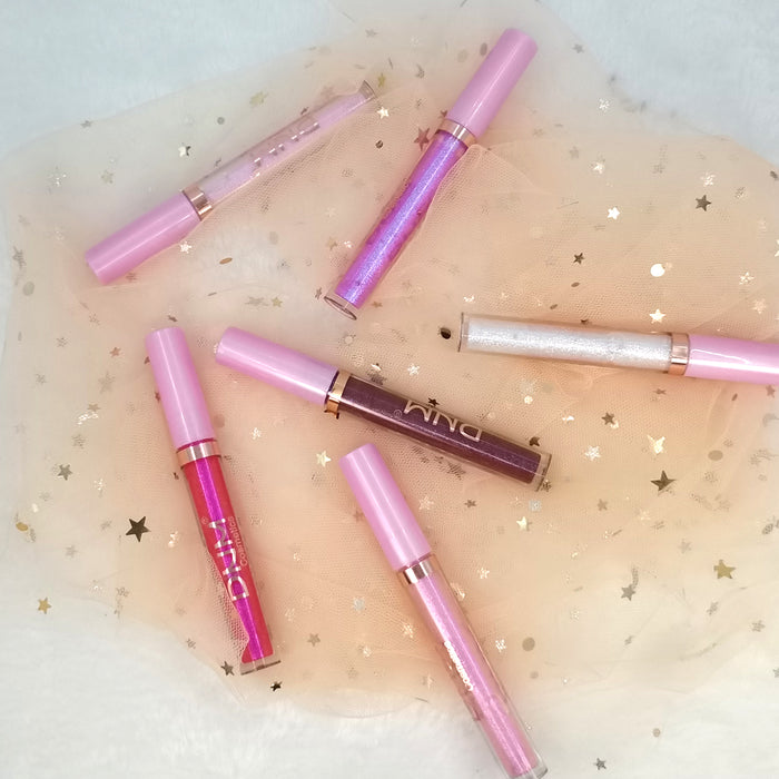 6Pcs Glitter Metallic Lip Gloss Liquid Lipstick Set Makeup Kit, 6 Colors Diamond Shimmer Shinning Sparkly Sparkling Lipstick Waterproof Long Lasting Face Eye Moisturizing High Gloss Glow