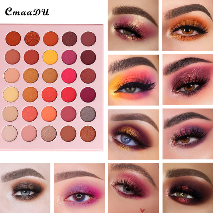 30 Colors Warm Eyeshadow Palette Matte Shimmer Makeup Palette Pearlescent Nude Earth Tone Waterproof Beauty Cosmetics High Pigment Eye Shadow (30 Colors 01)