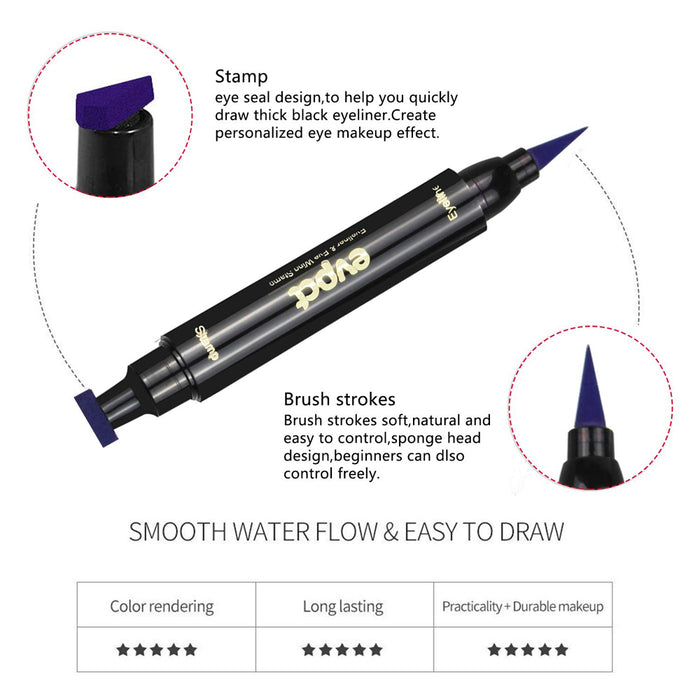 4 Color Winged Eyeliner Stamps Set,evpct Wing Waterproof Eyeliner Stamp Tool Wingliner,Blue Purple Black Brown Matte Liquid Eyeliner Colorful Set Colored Cat Eye Stamp Eyeliner Liners Pencil Pen Kit