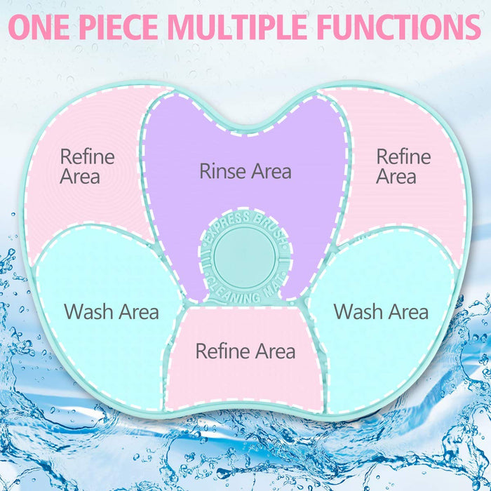 Large Makeup Brush Cleaner Mat, Silicon Makeup Brush Cleaning Pad Cosmetic Portable Washing Tool Scrubber with Suction Cup,Easy Clean(Large,Green 1Pcs)