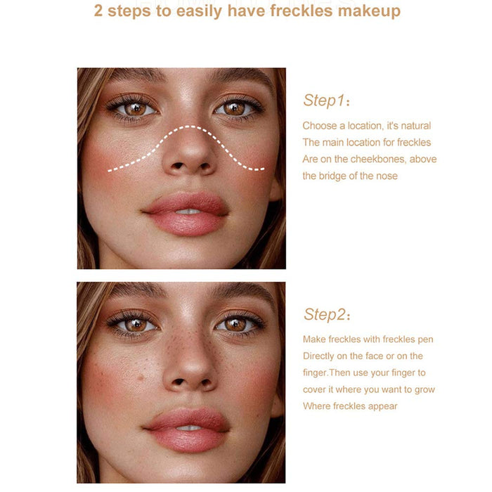 evpct 2Pcs Natural Fake Freckles Phreckles Pen Kit Set,Light Brown & Dark Brown Faux Freckles Pen Pencil Makeup Set Long Lasting Waterproof Neutral Lightweight Freckle Tattoo Maker Tool
