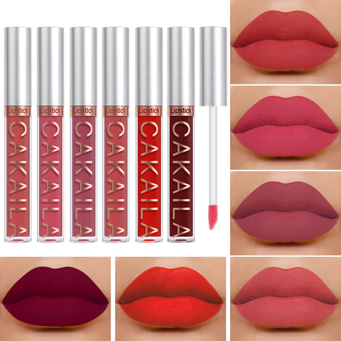 6Pcs Matte Liquid Lipstick Set Velvety Long Lasting High Pigmented Nude Waterproof Lipgloss Kit Girls Women Make Up Gift Set(Color-01)