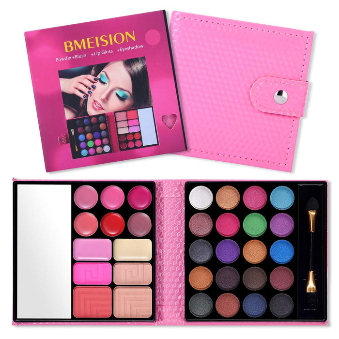 All in One Makeup Kit - 20 Eyeshadow, 6 Lip Glosses, 3 Blushers, 2 Powder, 1 Concealer, 1 Mirror, 1 Brush, Make Up Gift Set for Teen Girls, Beginners And Pros,blush makeup palette