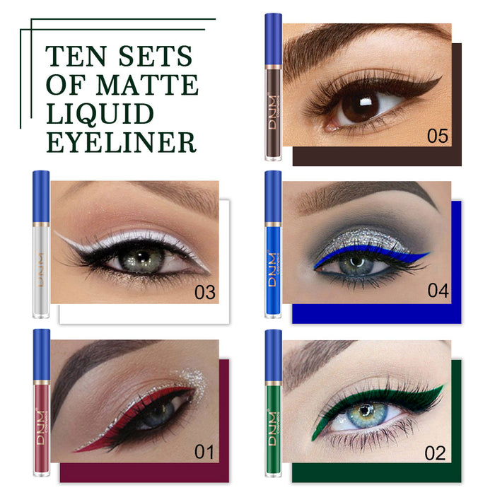 evpct 10 Colors Colored Matte Liquid Eyeliner Colorful Set,White Red Blue Black Green Purple Pink Orange Rainbow Waterproof Liquid Eyeliner Pen Pencil Set Eye Liners for Women Waterproof Smudgeproof