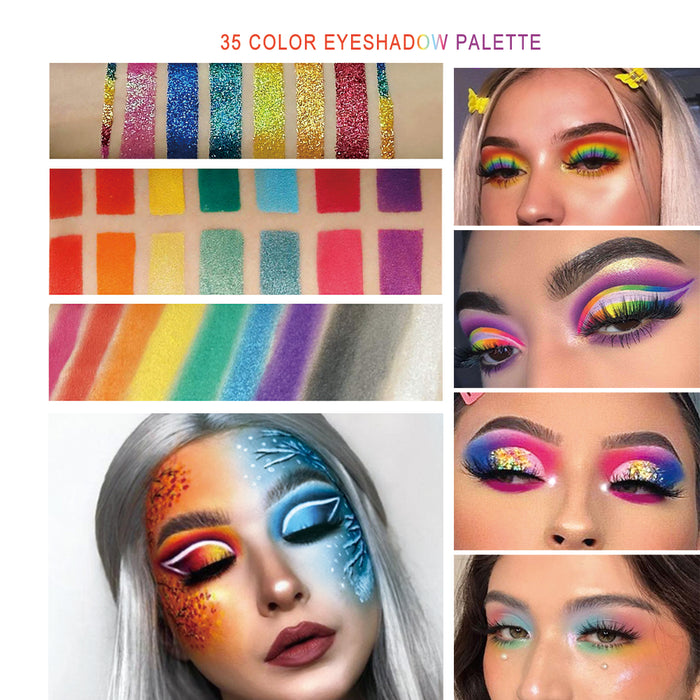 35 Rainbow Colors Eyeshadow Palette Matte and Glitter High Pigment Eye Shadow Power Brights Colorful Eye Cosmetic Makeup Pallet