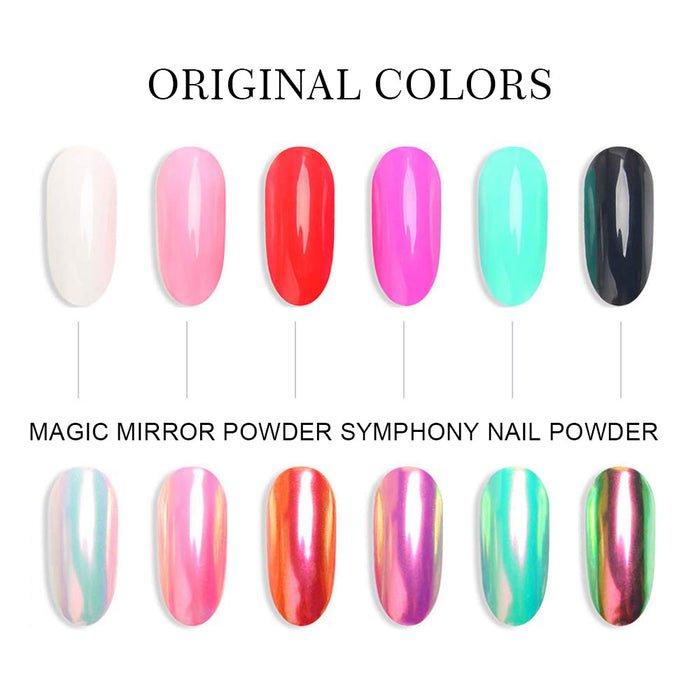 evpct 2 Pcs Neon Nail Powder,Chrome Nail Powders Metallic Nail Art Powder Glitters Manicure Art Powder Sets ,Mermaid Symphony Shell Pearl Nail Powder