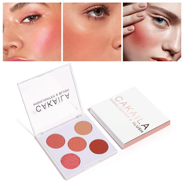 5 colors Blush Palette, Cakaila face blush Natural Make Up Blushing Set Matte&Shimmer Mineral Blush Kit, Cheek Base Foundation Pressed Powder Pallet Professional Facial Beauty Cosmetic Makeup Blush