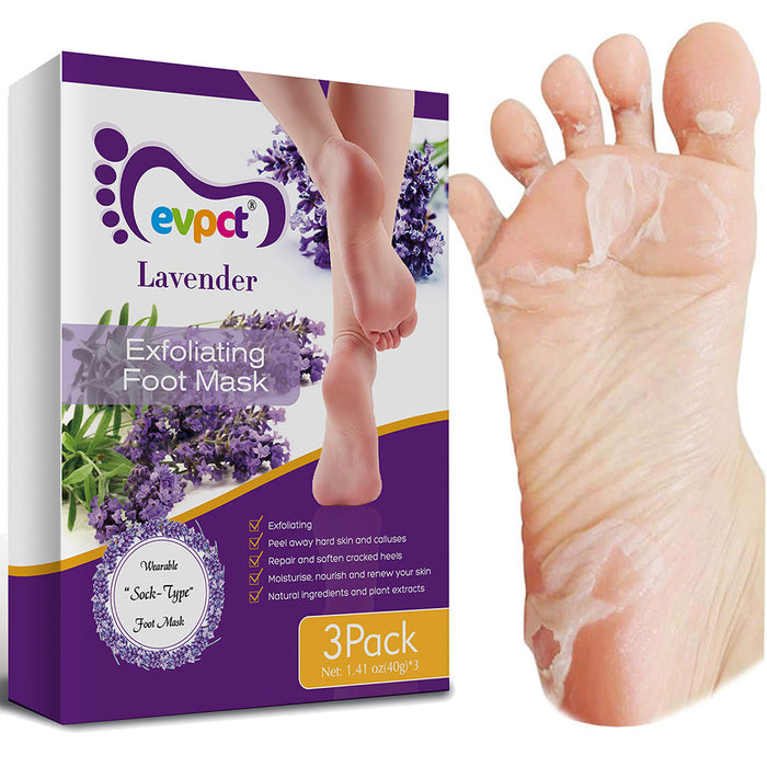 evpct Exfoliating Foot Peel Mask 3 Pack,Exfoliator Peel Off Calluses Dead Skin Callus Remover,Baby Soft Smooth Touch Feet-Men Women (Lavender-3Pack)