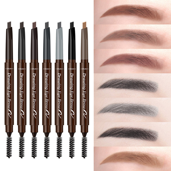 Eyebrow Pencil Set , 7 Colors Drawing Brow Microblading Pen Kit Long Lasting - Waterproof, Double-Ended Automatic Angled Tip & Spoolie Brush, Cruelty-Free, (4Brown,2Grey,1Black-Dark,Light)Natural Daily Look Makeup