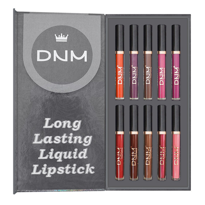 evpct 10Pcs Waterproof Liquid Matte Matt Lipsticks Set Matt Liquid,DNM Dark Red 24 Hour Long Lasting Matte Lipstick Lip Stain Gloss Makeup Sets for Women Lippies labiales matte larga duracion 24 08