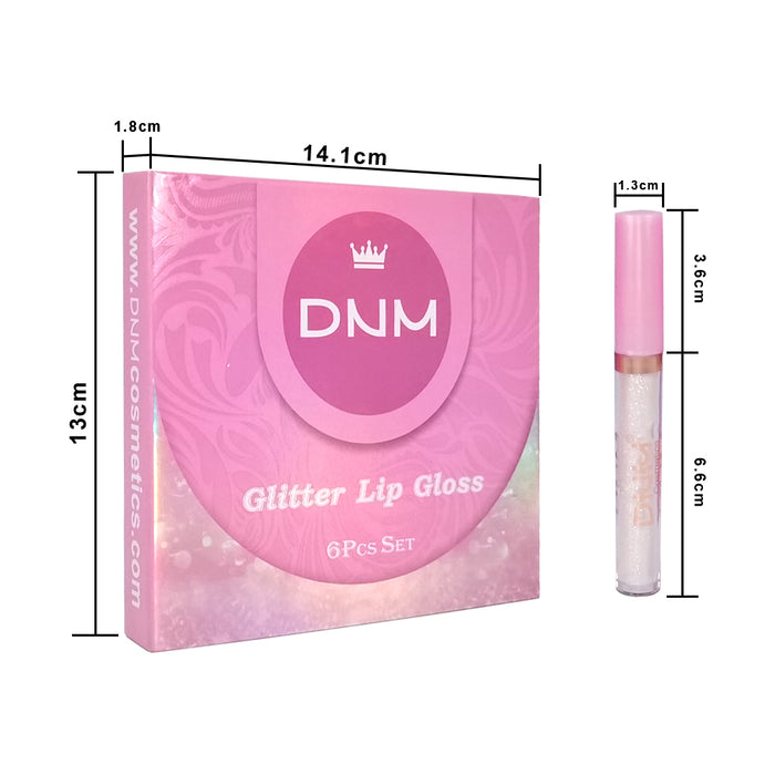 6 PCs S.he Diamond Glitter Lipgloss Set - All 6 Colors Bright Glitter Lip  gloss
