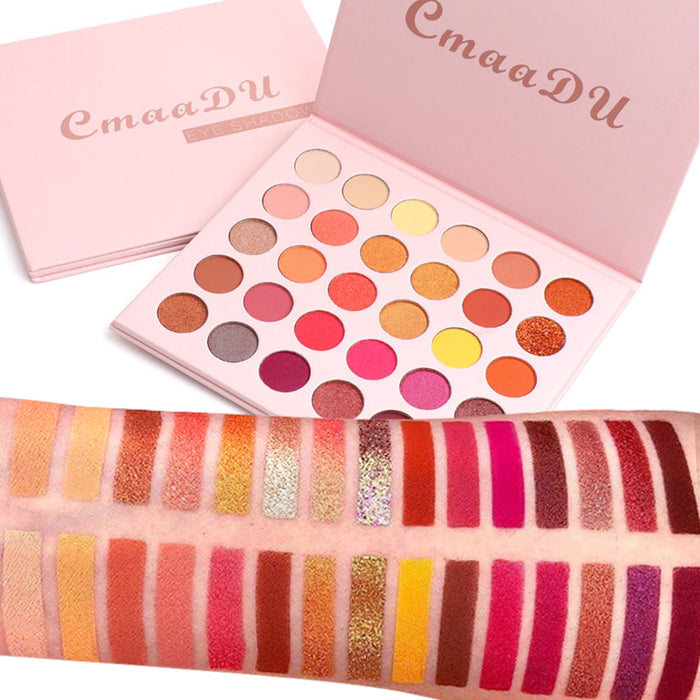 30 Colors Warm Eyeshadow Palette Matte Shimmer Makeup Palette Pearlescent Nude Earth Tone Waterproof Beauty Cosmetics High Pigment Eye Shadow (30 Colors 01)