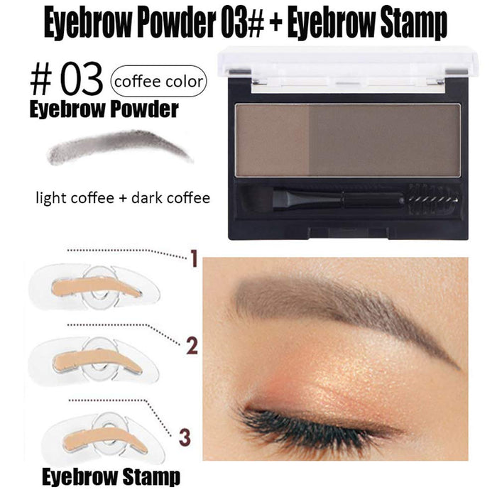 DNM Adjustable Perfect Eyebrow Stamp Waterproof and 3D Eyebrow Powder Set with Eyebrow Brush ,Eye Brow Stamp Kit Eyebrow Stamper Set Waterproof Instant Eyebrow Stamp(Light Coffee+Dark Coffee)