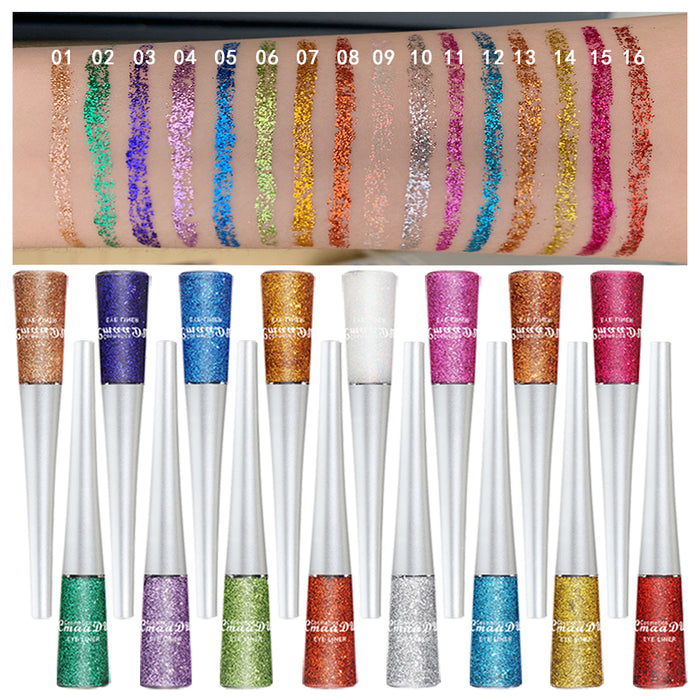 16 Colors Glitter Eyeliner Liquid Makeup Set delineadores de colores,evpct Eye Glitter Liquid Eyeliner Colorful Set Gold Silver Sparkling Shimmer Liquid Eyeliner Liner for Eyes Eyeshadow Waterproof