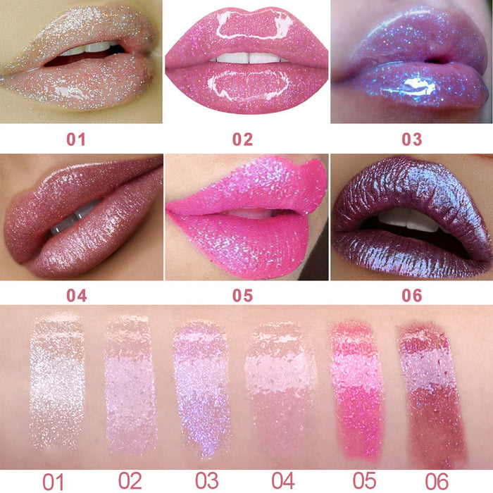 6Pcs Glitter Metallic Lip Gloss Liquid Lipstick Set Makeup Kit, 6 Colors Diamond Shimmer Shinning Sparkly Sparkling Lipstick Waterproof Long Lasting Face Eye Moisturizing High Gloss Glow
