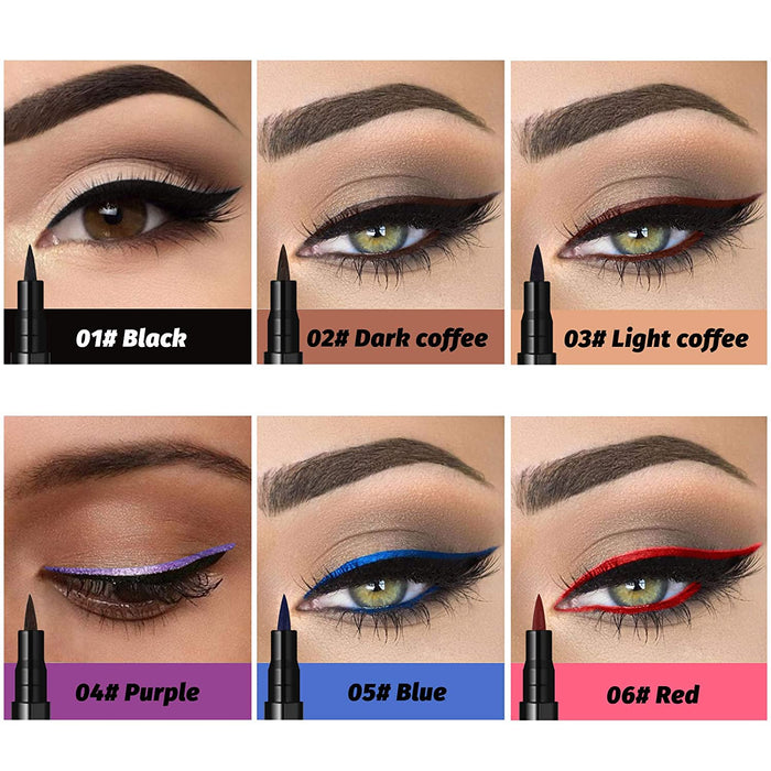 evpct 12Pcs Matte Waterproof Colored Colorful Rainbow Liquid Eyeliner Liner Color Pen Set,Bright Pink Red Purple Blue Black Liquid Eyeliner Colorful Pencil Set for Women delineador de ojos de colores